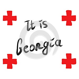 National Georgia flag with hand drawn text Georgia