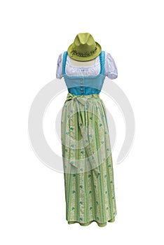National german, austrian women`s clothes for Oktoberfest, volksfest, beer festival. Isolated
