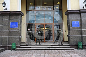 National guards providing security for the building of High Council of Justice