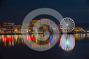 National Harbor Skyline and Water Reflections