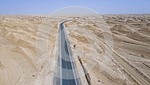 National Highway 315 across the Gobi Desert in Qinghai, China