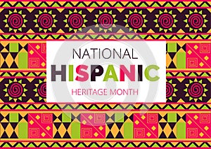 National Hispanic Heritage Month celebrated from 15 September to 15 October USA. Latino American ornament vector