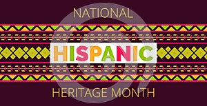 National Hispanic Heritage Month celebrated from 15 September to 15 October USA. Latino American poncho ornament vector photo