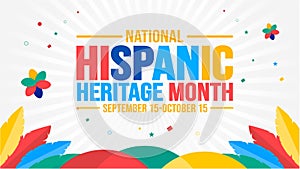 National Hispanic Heritage Month celebration colorful background, typography, banner, placard, card, and poster design