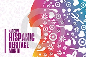 National Hispanic Heritage Month. Holiday concept. Template for background, banner, card, poster with text inscription