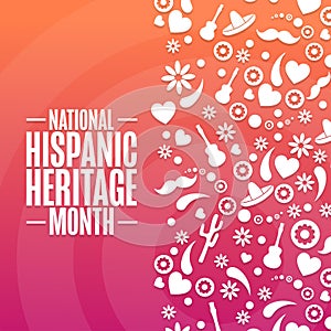 National Hispanic Heritage Month. Holiday concept. Template for background, banner, card, poster with text inscription photo