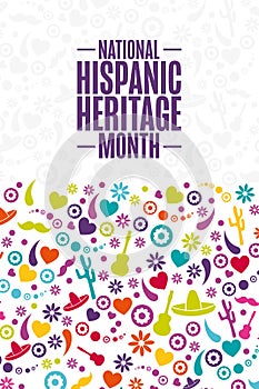 National Hispanic Heritage Month. Holiday concept. Template for background, banner, card, poster with text inscription