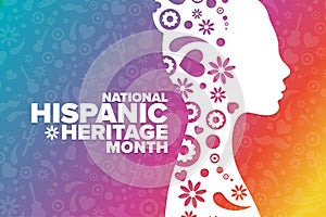 National Hispanic Heritage Month. Holiday concept. Template for background, banner, card, poster with text inscription photo