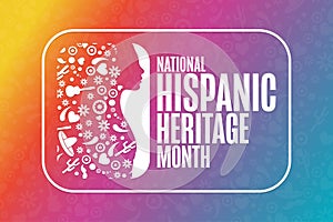 National Hispanic Heritage Month. Holiday concept. Template for background, banner, card, poster with text inscription