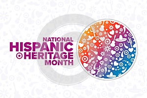 National Hispanic Heritage Month. Holiday concept. Template for background, banner, card, poster with text inscription