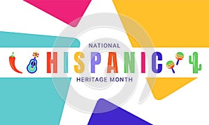 National Hispanic Heritage Month horizontal banner template decorated with the attributes of Latin American culture like photo