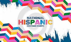 National Hispanic Heritage Month in September and October. Hispanic and Latino Americans culture. Celebrate in United States