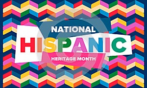 National Hispanic Heritage Month in September and October. Hispanic and Latino Americans culture. Celebrate in United States