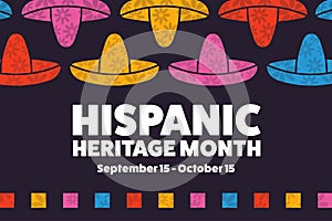 National Hispanic Heritage Month. September 15 to October 15. .Holiday concept. Template for background, banner, card