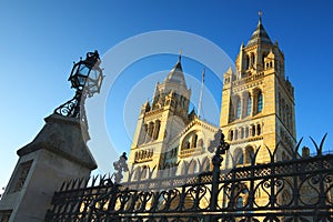 National History Museum in London, clear blue sky