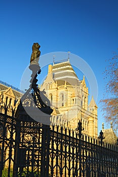 National History Museum in London, clear blue sky