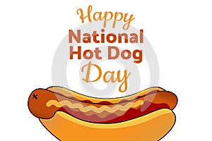 National Hot Dog Day. Holiday concept. Template for background, banner, card, poster with text inscription. Vector EPS10