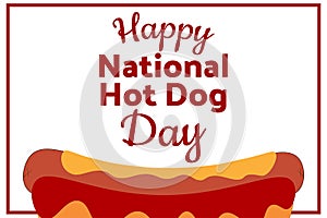 National Hot Dog Day. Holiday concept. Template for background, banner, card, poster with text inscription. Vector EPS10