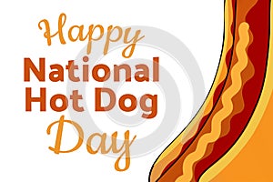 National Hot Dog Day. Holiday concept. Template for background, banner, card, poster with text inscription. Vector EPS10