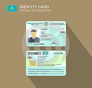 National identity card Republic of Kazakhstan. Front and back view.