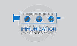 National Immunization Awareness Month Vector Banner Template Observed On August