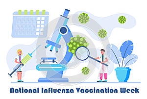 National Influenza Vaccination Week banner vector. Event is observed in December. Time to get flu vaccine illustration