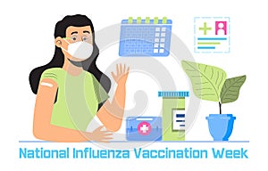 National Influenza Vaccination Week banner vector. Event is observed in December. Time to get flu vaccine illustration