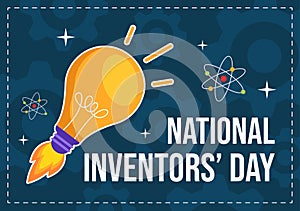 National Inventors Day Vector Illustration on February 11 Celebration of Genius Innovation to Honor Creator of Science in Flat