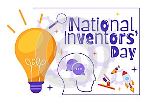 National Inventors Day Vector Illustration on February 11 Celebration of Genius Innovation to Honor Creator of Science in Flat