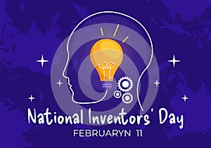 National Inventors Day Vector Illustration on February 11 Celebration of Genius Innovation to Honor Creator of Science in Flat