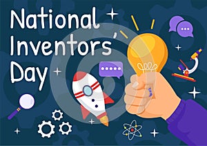 National Inventors Day Vector Illustration on February 11 Celebration of Genius Innovation to Honor Creator of Science in Flat