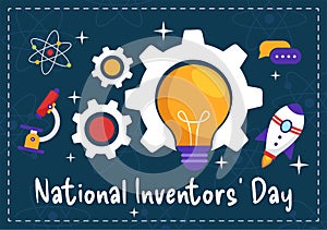 National Inventors Day Vector Illustration on February 11 Celebration of Genius Innovation to Honor Creator of Science in Flat