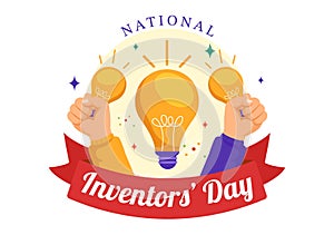 National Inventors Day Vector Illustration on February 11 Celebration of Genius Innovation to Honor Creator of Science in Flat