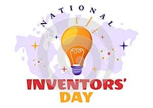 National Inventors Day Vector Illustration on February 11 Celebration of Genius Innovation to Honor Creator of Science in Flat