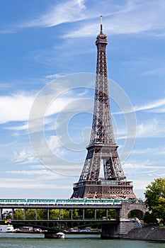 National landmark Eiffel tower on Seine river