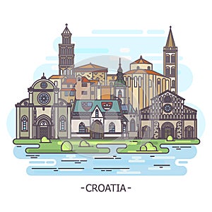 Historical landmarks of Croatia, architecture, tourism theme