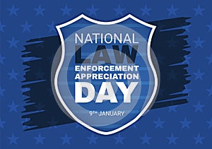 National Law Enforcement Appreciation Day or LEAD on January 9th to Thank and Show Support in Flat Cartoon Hand Drawn Illustration