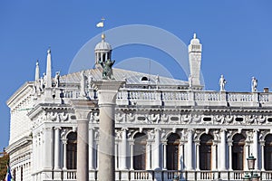 National Library of St Mark`s Biblioteca Marciana, facade, Venice, Italy