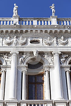 National Library of St Mark`s Biblioteca Marciana, facade, Venice, Italy