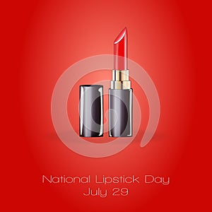 National Lipstick Day, July, 29, Red lipstick,    illustration on red background