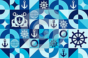 National Maritime Day. Seamless geometric pattern. Template for background, banner, card, poster. Vector EPS10