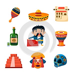 National Mexican Objects Vector Illustration photo