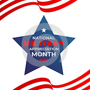 National military Appreciation Month. Vector square insta banner, poster, card for social networks, media with the text: National