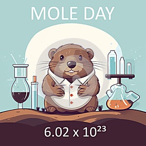 National Mole Day, Scientist Mole character. Poster card