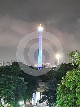 The National Monument of Jakarta in arround at night