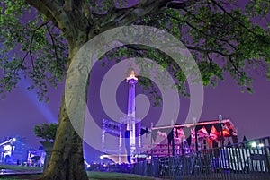 National monument with night sky