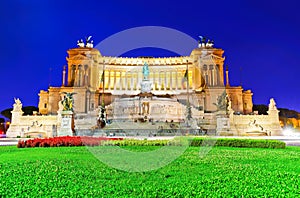 National Monument to Victor Emmanuel II at night