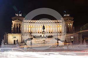 National monument of Victor Emmanuel II at night