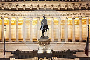 National monument of Victor Emmanuel II at night