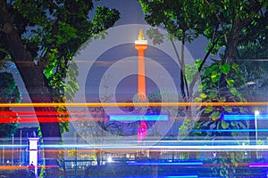 National monument Monas in Jakarta City at night